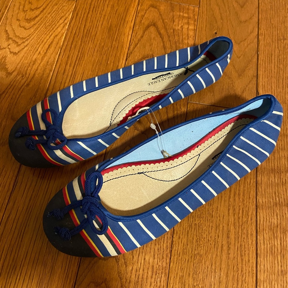 American Eagle Outfitters Navy and Red Striped Flats
